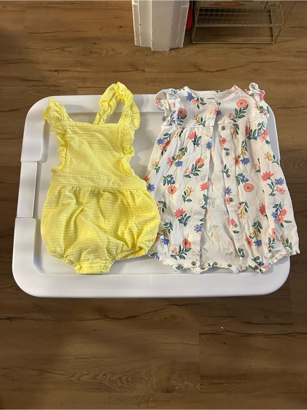 Baby/Toddler Girl Yellow Romper & White Floral Romper Set
